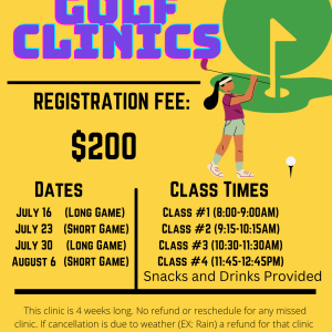 Junior Golf Clinic- Summer July/August 10:30-11:30